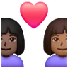 Couple With Heart: Woman, Woman, Medium-Dark Skin Tone, Dark Skin Tone Emoji 👩🏾‍❤️‍👩🏿 image - Samsung style