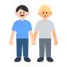 Men Holding Hands: Light Skin Tone, Medium-Light Skin Tone Emoji 👨🏻‍🤝‍👨🏼 image - Tossface style