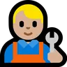 Man Mechanic: Medium-Light Skin Tone Emoji 👨🏼‍🔧 image - Microsoft Windows 10 Segoe UI Emoji style