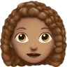 Woman: Medium Skin Tone, Curly Hair Emoji 👩🏽‍🦱 image - Apple style
