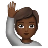 Person Raising Hand: Medium-Dark Skin Tone Emoji 🙋🏾 image - Huawei Harmony OS style