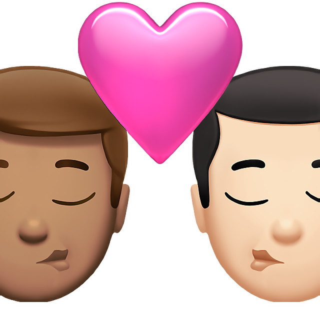 Kiss: Man, Man, Medium Skin Tone, Light Skin Tone