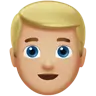 Man: Medium-Light Skin Tone, Blond Hair Emoji 👱🏼‍♂️ image - Apple style