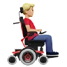 Man In Motorized Wheelchair Facing Right: Medium-Light Skin Tone Emoji 👨🏼‍🦼‍➡️ image - Apple style