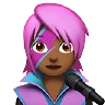 Woman Singer: Medium-Dark Skin Tone Emoji 👩🏾‍🎤 image - Apple style