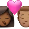 Kiss: Woman, Man, Medium-Dark Skin Tone, Medium Skin Tone Emoji 👩🏾‍❤️‍💋‍👨🏽 image - Apple style