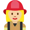 Woman Firefighter: Medium-Light Skin Tone Emoji 👩🏼‍🚒 image - Twitter / X (Twemoji) style