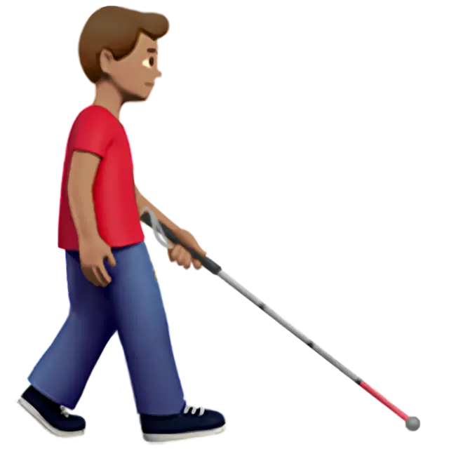 Man With White Cane Facing Right: Medium Skin Tone