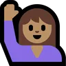 Person Raising Hand: Medium Skin Tone Emoji 🙋🏽 image - Microsoft Windows 10 Segoe UI Emoji style