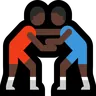 People Wrestling: Dark Skin Tone Emoji 🤼🏿 image - Microsoft Windows 10 Segoe UI Emoji style