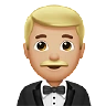 Man In Tuxedo: Medium-Light Skin Tone Emoji 🤵🏼‍♂️ image - Apple style