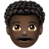 Man: Dark Skin Tone, Curly Hair Emoji 👨🏿‍🦱 image - WhatsApp style