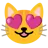 Cara de gato sonriente con ojos de corazón