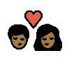 Kiss: Woman, Man, Medium-Dark Skin Tone Emoji 👩🏾‍❤️‍💋‍👨🏾 image - OpenMoji style