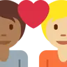 Couple With Heart: Person, Person, Medium-Dark Skin Tone, Medium-Light Skin Tone Emoji 🧑🏾‍❤️‍🧑🏼 image - Twitter / X (Twemoji) style