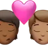 Kiss: Person, Person, Medium-Dark Skin Tone, Medium Skin Tone Emoji 🧑🏾‍❤️‍💋‍🧑🏽 image - Apple style