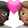 Couple With Heart: Person, Person, Dark Skin Tone, Medium Skin Tone Emoji 🧑🏿‍❤️‍🧑🏽 image - Apple style