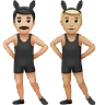 Men With Bunny Ears: Light Skin Tone, Medium-Light Skin Tone Emoji 👨🏻‍🐰‍👨🏼 image - Apple style