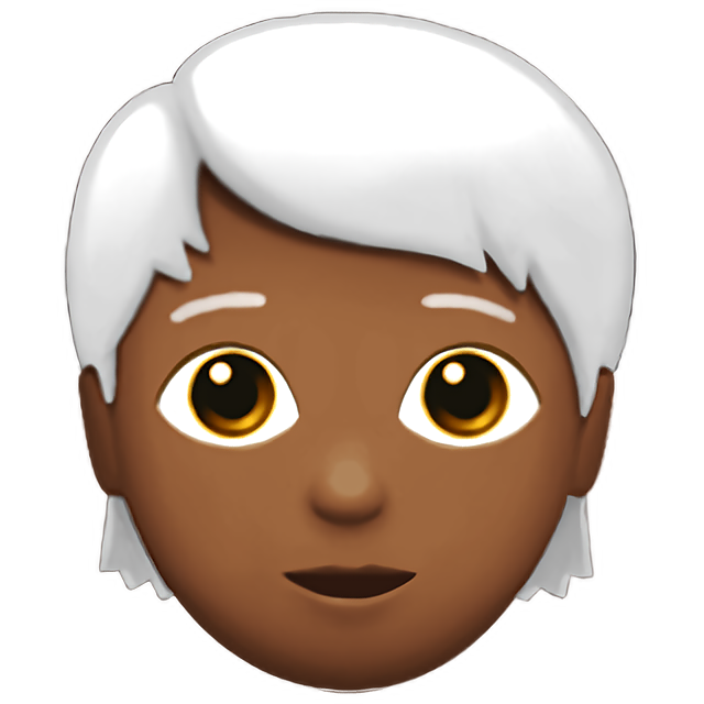 Person: Medium-Dark Skin Tone, White Hair