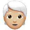 Person: Medium-Light Skin Tone, White Hair Emoji 🧑🏼‍🦳 image - Apple style