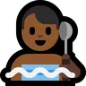 Man In Steamy Room: Medium-Dark Skin Tone Emoji 🧖🏾‍♂️ image - Microsoft Windows 10 Segoe UI Emoji style