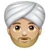 Person Wearing Turban: Medium-Light Skin Tone Emoji 👳🏼 image - WhatsApp style