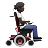 Person In Motorized Wheelchair Facing Right: Dark Skin Tone