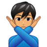 Man Gesturing No: Medium Skin Tone Emoji 🙅🏽‍♂️ image - Emojidex style