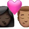 Kiss: Woman, Man, Dark Skin Tone, Medium Skin Tone Emoji 👩🏿‍❤️‍💋‍👨🏽 image - Apple style
