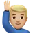 Man Raising Hand: Medium-Light Skin Tone