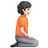 Person Kneeling Facing Right: Light Skin Tone