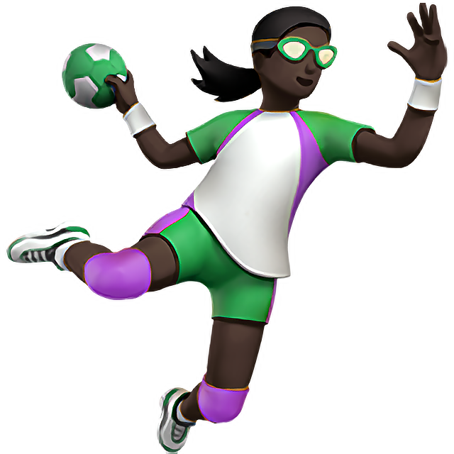 Woman Playing Handball: Dark Skin Tone