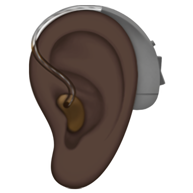 Ear With Hearing Aid: Dark Skin Tone