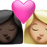 Kiss: Woman, Woman, Dark Skin Tone, Medium-Light Skin Tone Emoji 👩🏿‍❤️‍💋‍👩🏼 image - Apple style