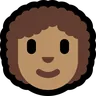 Woman: Medium Skin Tone, Curly Hair Emoji 👩🏽‍🦱 image - Microsoft Windows 10 Segoe UI Emoji style