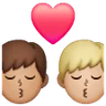 Kiss: Man, Man, Medium Skin Tone, Medium-Light Skin Tone Emoji 👨🏽‍❤️‍💋‍👨🏼 image - Samsung style