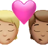 Kiss: Person, Person, Medium-Light Skin Tone, Medium Skin Tone Emoji 🧑🏼‍❤️‍💋‍🧑🏽 image - Apple style