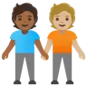 People Holding Hands: Medium-Light Skin Tone, Medium-Dark Skin Tone Emoji 🧑🏼‍🤝‍🧑🏾 image - Google Noto Color style