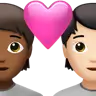 Couple With Heart: Person, Person, Medium-Dark Skin Tone, Light Skin Tone Emoji 🧑🏾‍❤️‍🧑🏻 image - Apple style