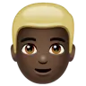 Person: Dark Skin Tone, Blond Hair Emoji 👱🏿 image - WhatsApp style