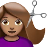 Woman Getting Haircut: Medium Skin Tone Emoji 💇🏽‍♀️ image - Apple style