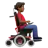 Man In Motorized Wheelchair Facing Right: Medium-Dark Skin Tone