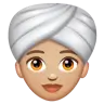 Woman Wearing Turban: Medium-Light Skin Tone Emoji 👳🏼‍♀️ image - WhatsApp style