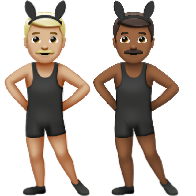 Men With Bunny Ears: Medium-Light Skin Tone, Medium-Dark Skin Tone