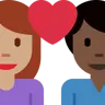 Couple With Heart: Woman, Man, Medium Skin Tone, Dark Skin Tone Emoji 👩🏽‍❤️‍👨🏿 image - Twitter / X (Twemoji) style