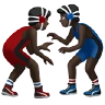 Men Wrestling: Dark Skin Tone Emoji 🤼🏿‍♂️ image - Apple style