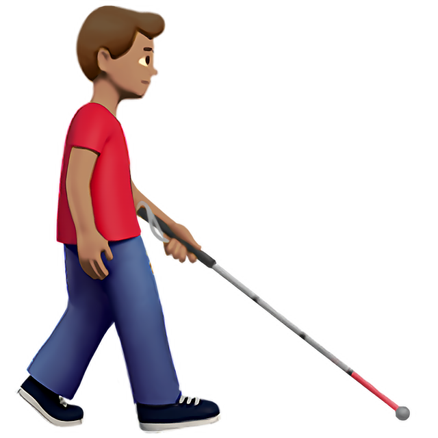 Man With White Cane Facing Right: Medium Skin Tone