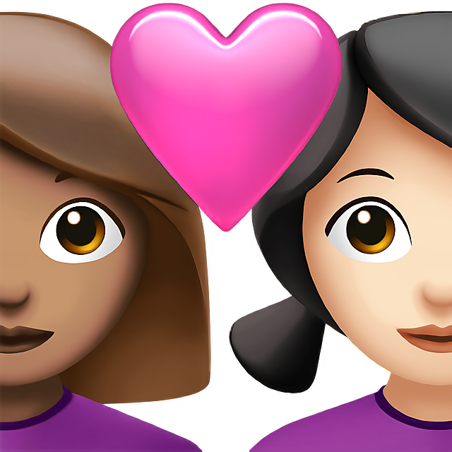 Couple With Heart: Woman, Woman, Medium Skin Tone, Light Skin Tone
