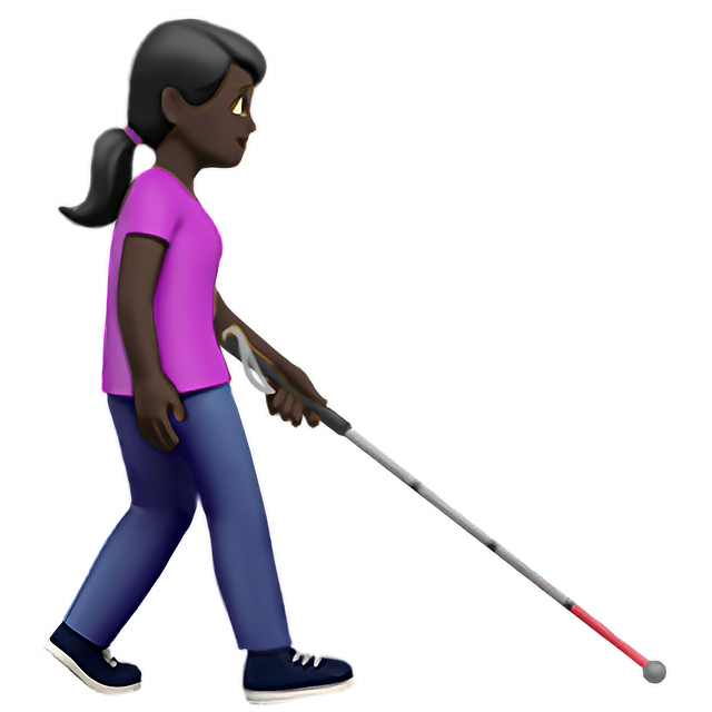 Woman With White Cane Facing Right: Dark Skin Tone