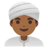 Man Wearing Turban: Medium-Dark Skin Tone Emoji 👳🏾‍♂️ image - Google Noto Color style